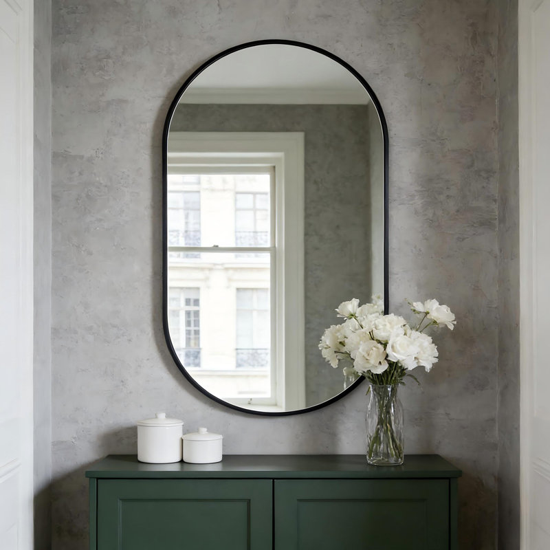 Miroir de salle de bain Onshuntay, Noir, 33 po x 20 po