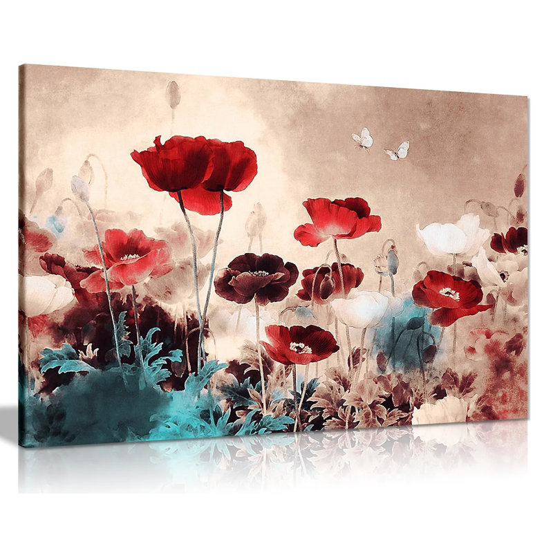 Floral Grunge - Wrapped Canvas Print, 41cm H x 61cm W