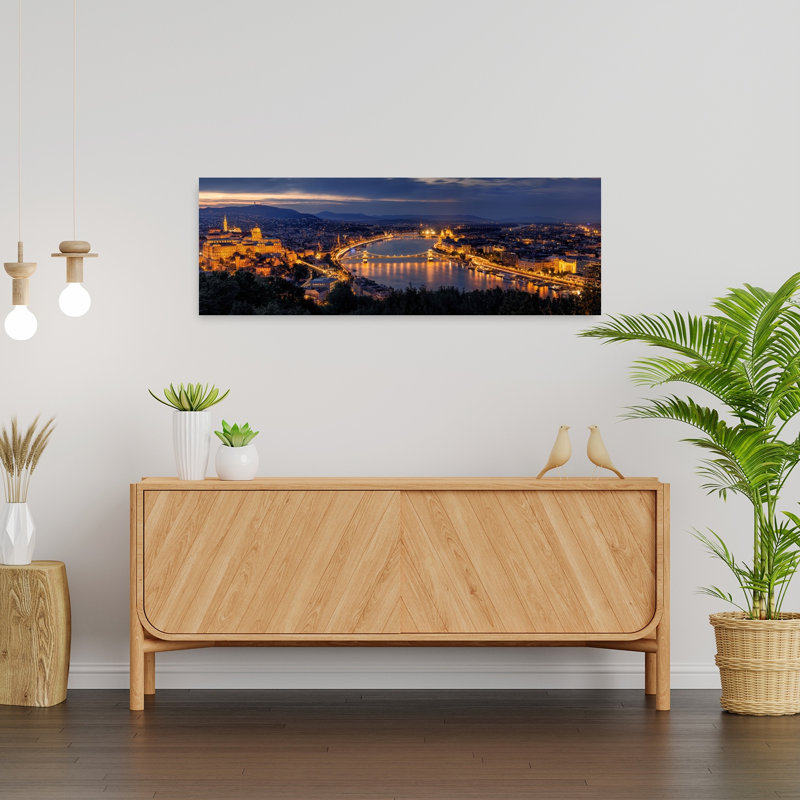 Art nocturne de la ville de Budapest, H 12 po x l 36 po