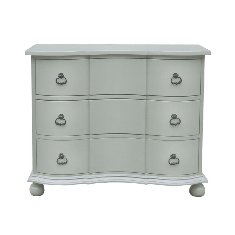 Beige Solid Wood 3 Drawer Accent Chest