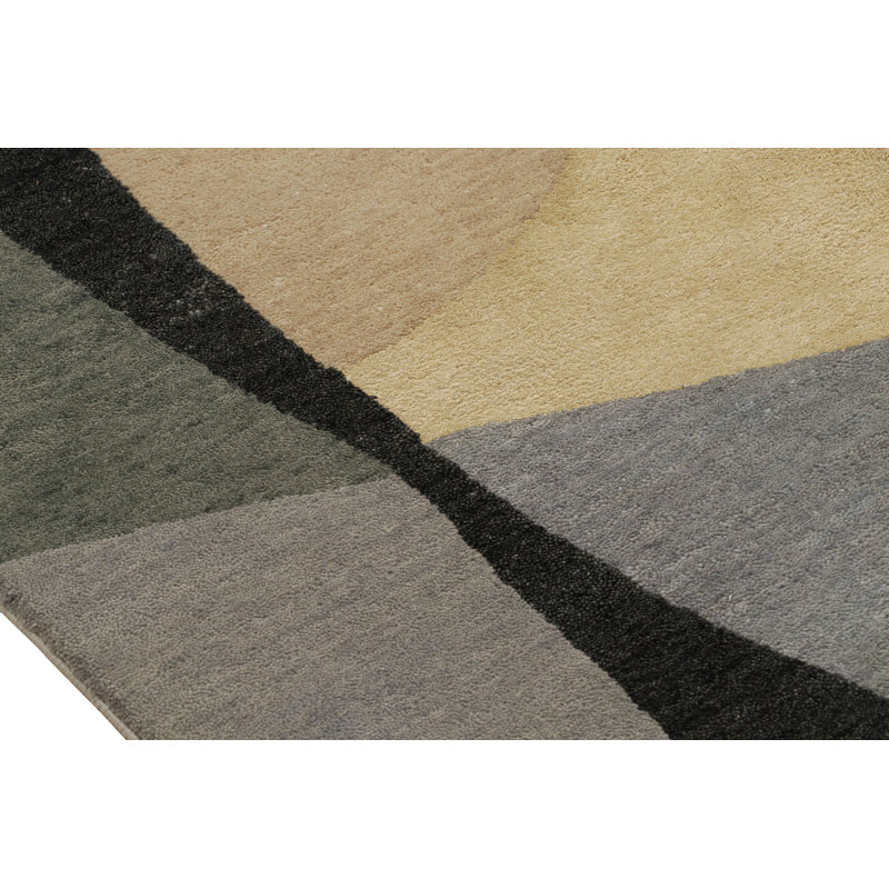 Hand Knotted Geometric Area Rug, Rectangle 10' x 14'