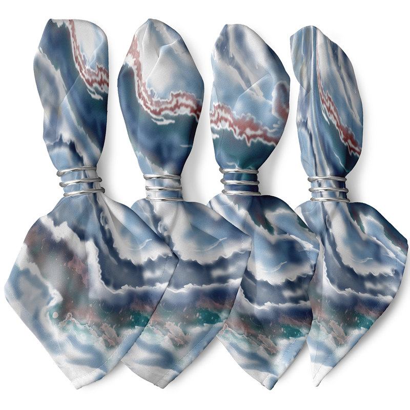 Ashawn Polyester Abstract Square Napkin, Blue