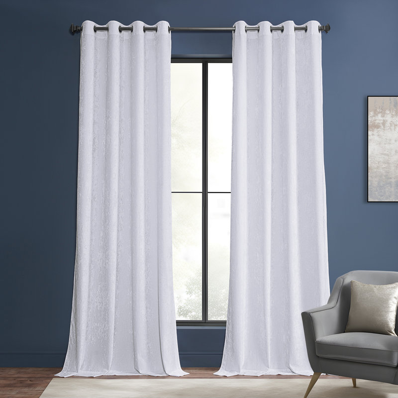Toshiaki Lush Crush Velvet Curtains, Room Darkening Grommet Curtain (1 Panel), 50" W x 84" L, Pearl White