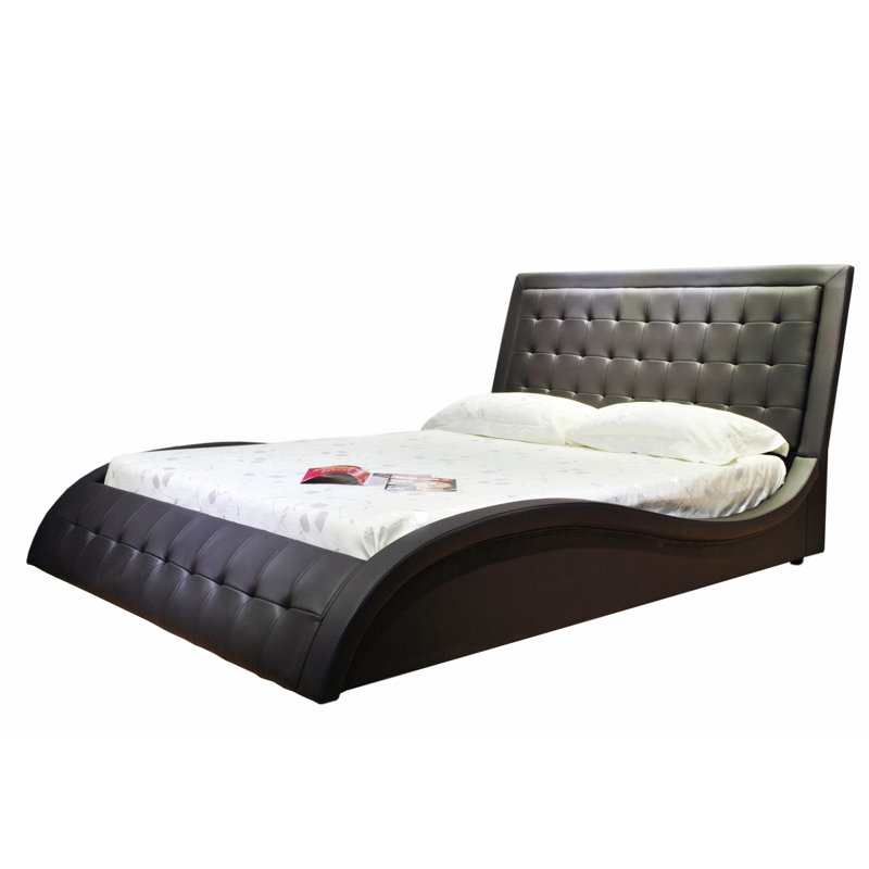 Lit plateforme tapissier Petrucci, Grand, Brun