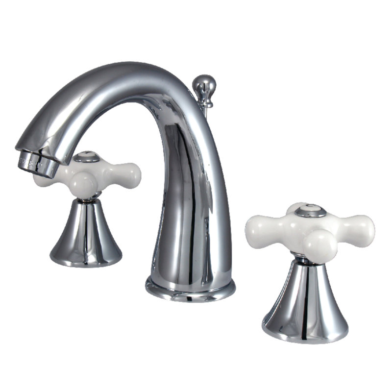 Widespread Bathroom Faucet with Drain Assembly, Polished Chrome