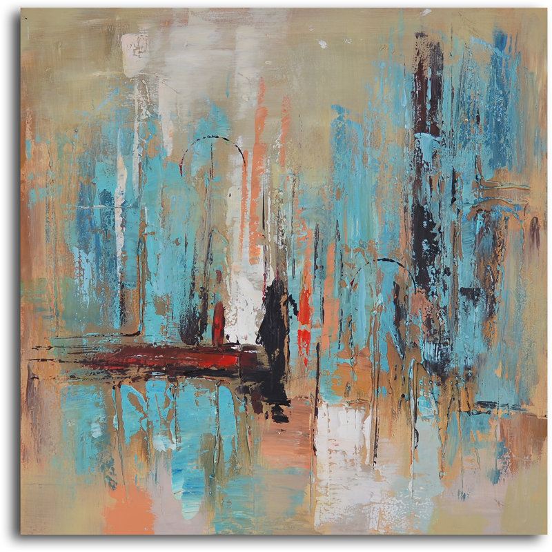 Peinture sur toile tendue, "Piéton sous la pluie"