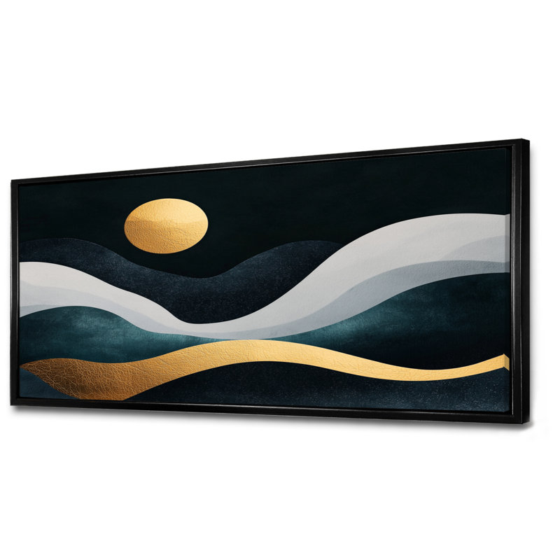 «Soft Marble Coastal Balance V», art mural abstrait en marbre, H 28 po x l 60 po, Floater Framed, Noir