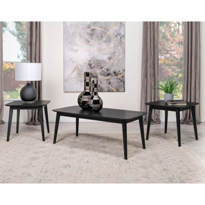 3 Piece Rectangular Coffee Table Set, Black