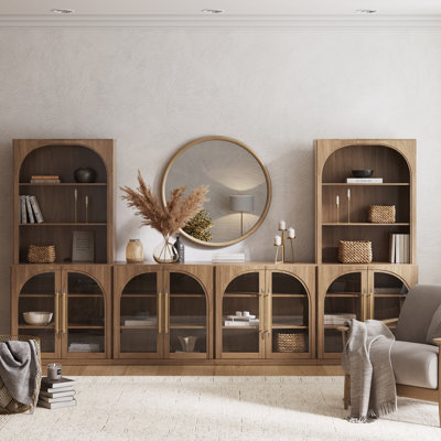 Modern 6-Piece Modular TV Stand Set Jagger Series 1A2F, Ebony by Orren Ellis