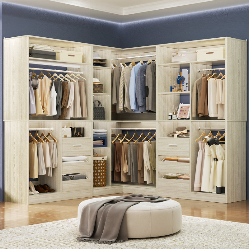 72"-108"Closet System With Drawers, Beige