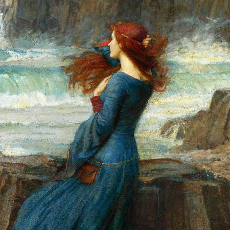 Miranda The Tempest Victorian Painting on Canvas with Gold Frame