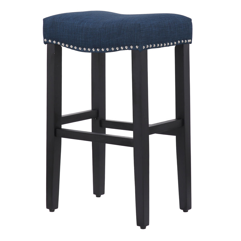 Tabouret de bar et de comptoir rembourré Jameson, Tabouret de bar (siège d'une hauteur de 29 po), Noir / bleu marine