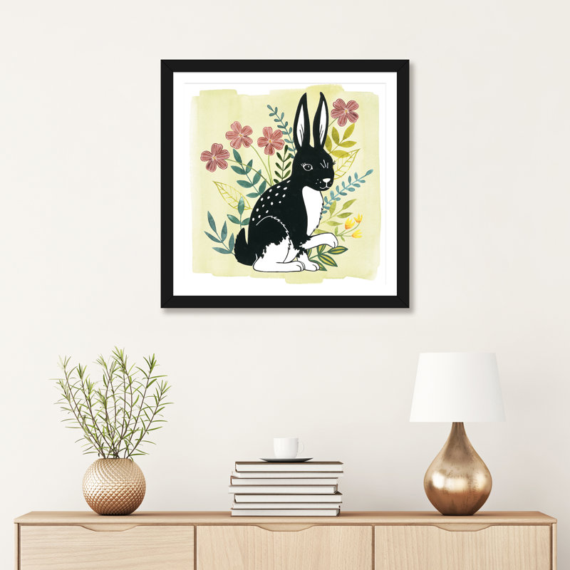 Floral Forester IV par Grace Popp - impression d'art graphique, Papier encadré noir, Blanc, H 24 po x l 24 po x p 1 po