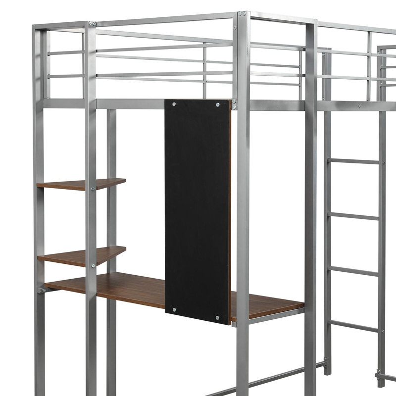 Lit mezzanine avec bureau intégré Abington, Simple, Argent