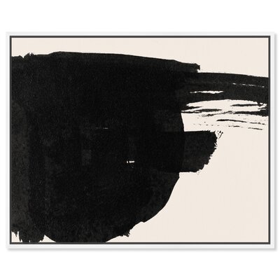 Abstract Black and White Large Brush Stroke by Joss & Main - Floater Frame Print on Canvas -  41B9755EA2144681BDFBB34B304CAB3F