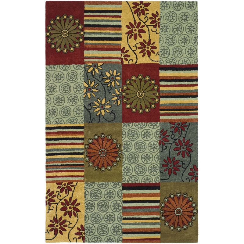 Soho Hand Tufted Wool And Viscose Floral Rug, Rectangle 7'6" x 9'6"