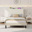 Structure de lit avec station de charge USB, structure de lit tapissier en velours côtelé avec tête de lit réglable, support de lattes en bois, aucun sommier requis, assemblage facile-27035350-27035348