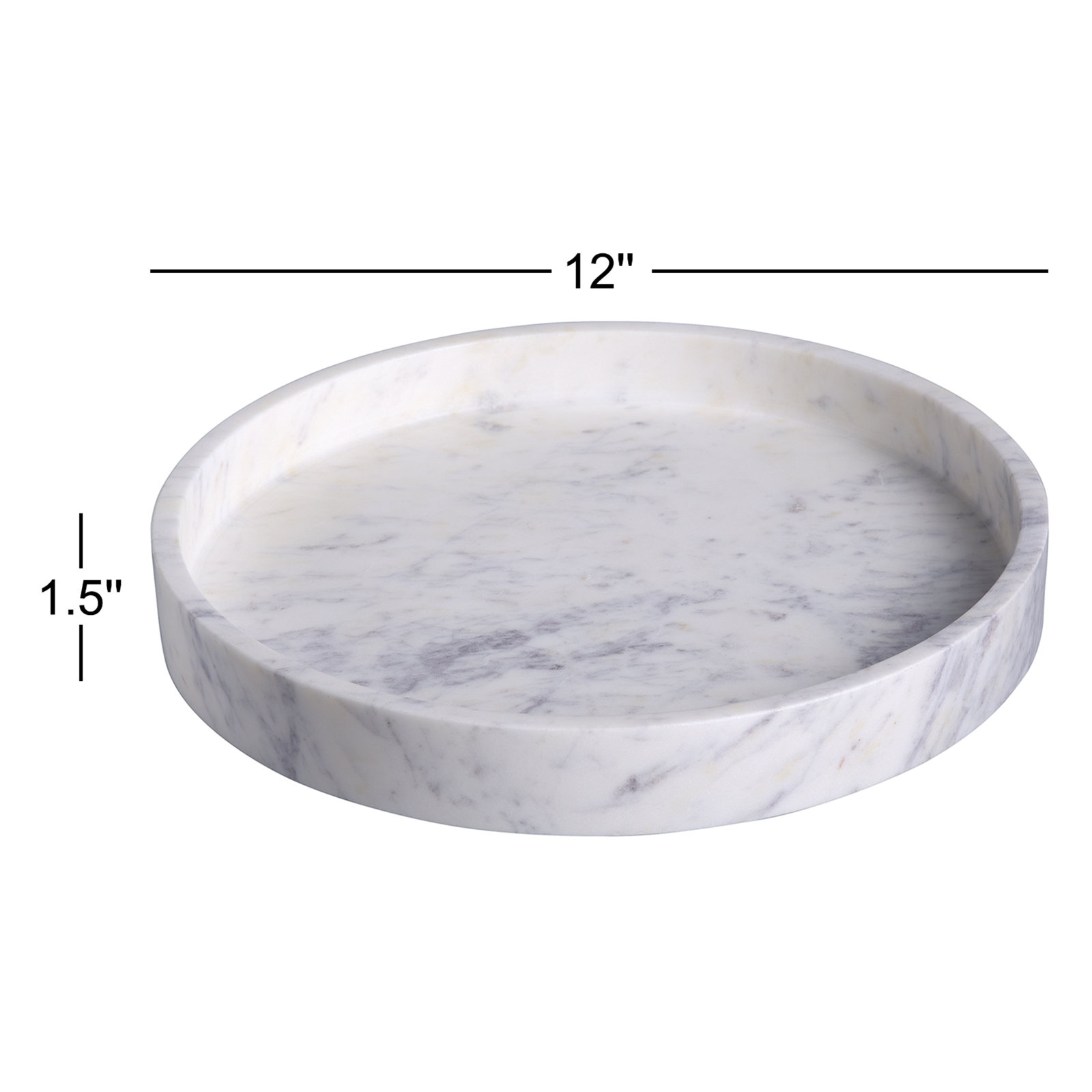 Matheson Marble Tray - Set of 1, 1.5" H x 12" W x 12" D