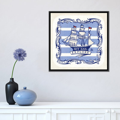 «On the Coast II with Nautical Border» par Studio Mousseau, impression sur toile