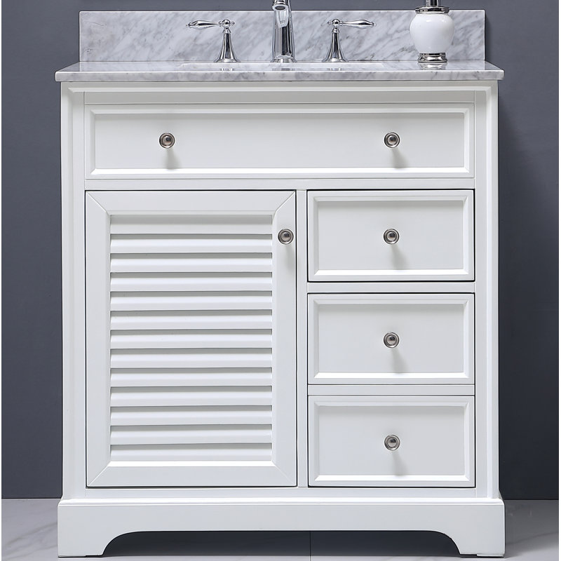 Closter 32'' Single Bathroom Vanity with Genuine Marble Top, White