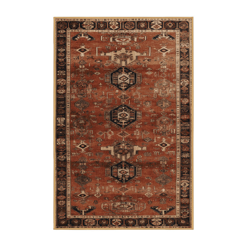 Tapis brun turc lavable à la machine, Rectangle 6 pi x 9 pi