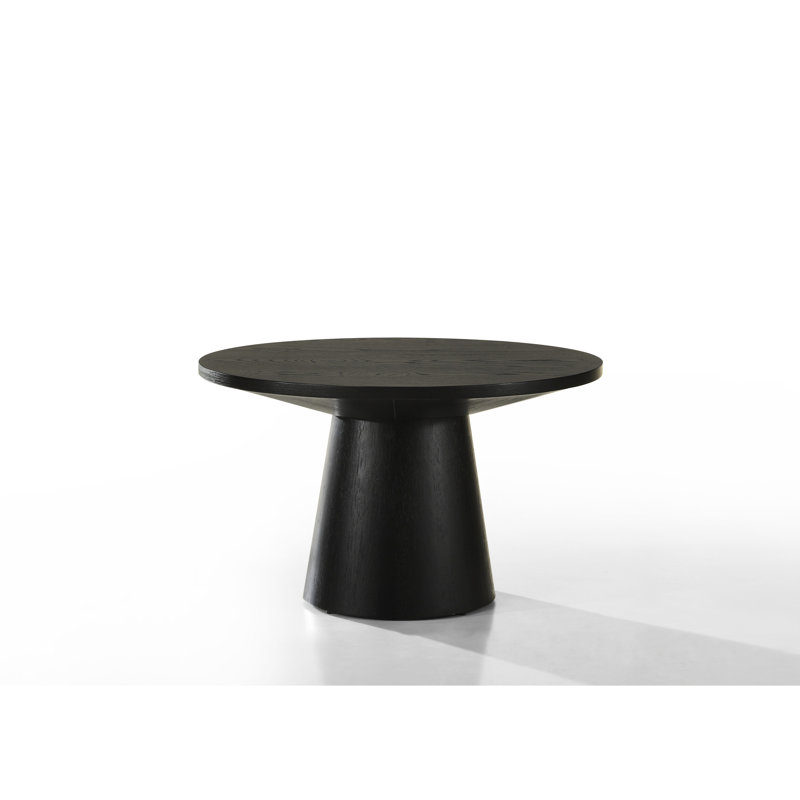Table basse noire ébène, ronde de 29 po, grain de bois naturel, table ronde en matériau solide avec une variation de couleur pour le salon