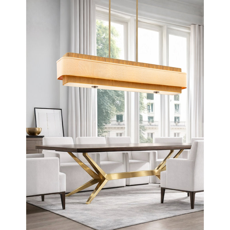 Textile - Narberth Layered Fabric and Natural Rope 3-Light Linear Pendant