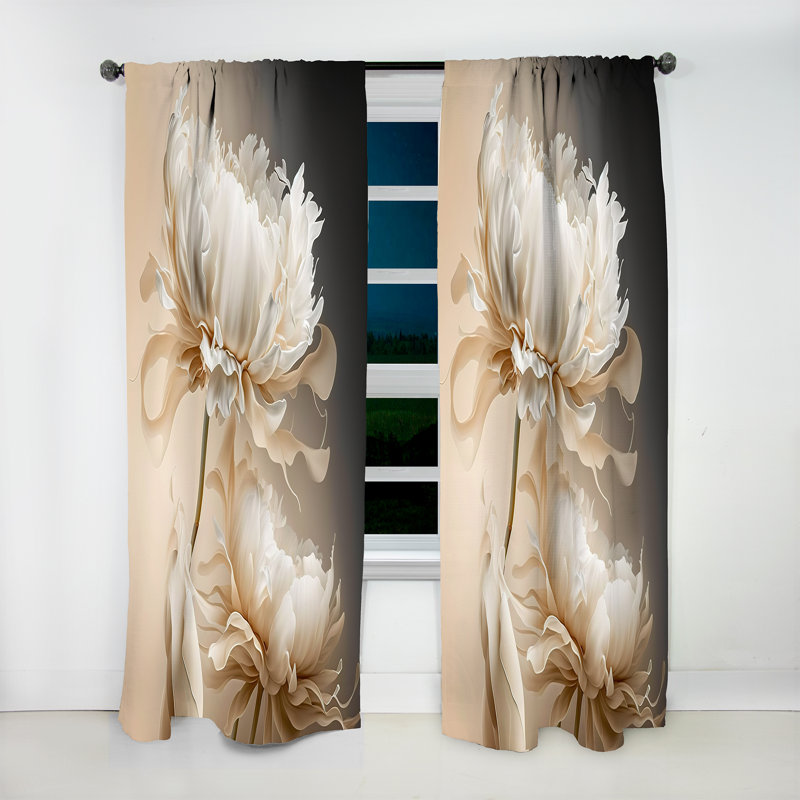Peony Flower I - Rideau en velours floral - 1 panneau, L 52 po x L 120 po