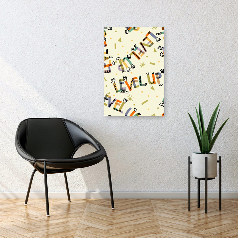 Playful Level Up Abstract Colorful Playful Wall Art Print 1 Piece Wrapped Canvas Wall Art, 91.44cm H x 60.96cm W