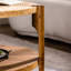 Table basse ronde avec structure en bois massif, 2 agencements de rangement, style Mid-Century, pour le salon et la petite base moderne, rangement, grands espaces