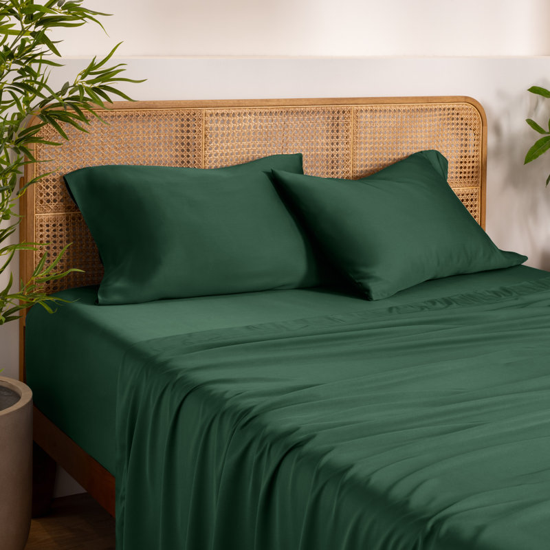 Rayon from Bamboo Pillowcase Set, King Pillow Case, Forest Green