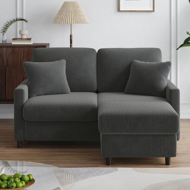 2 Seater Sofa, Grey Corduroy