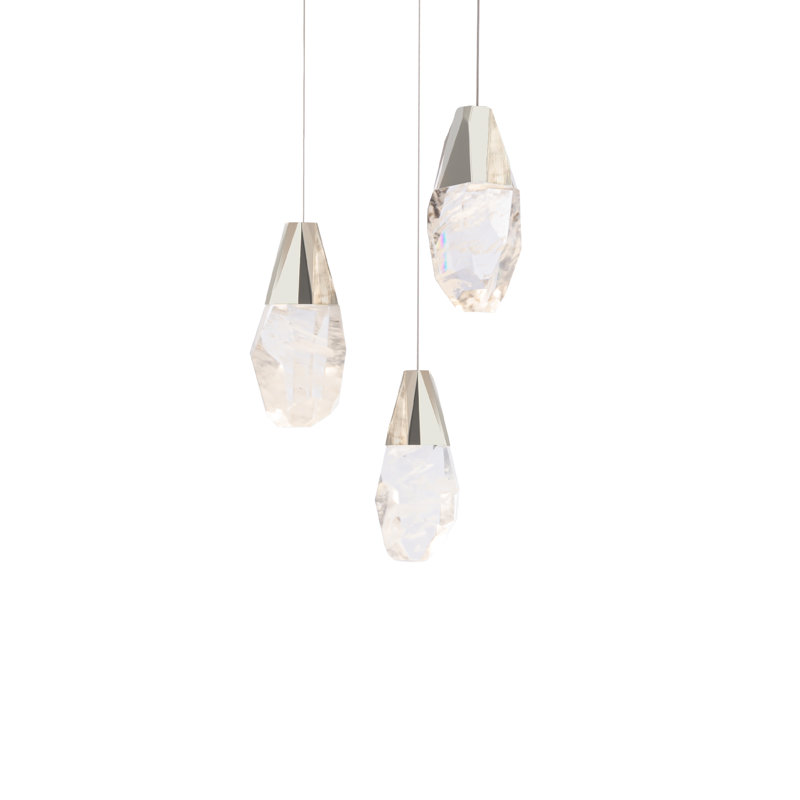 Martini 3 - Light LED Pendant, Polished Nickel, Optic Haze Crystal