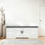 Farmhouse 2-tier Storage Bench With Cushion, Barn Door Entryway Bench With Adjustable Shelves, White