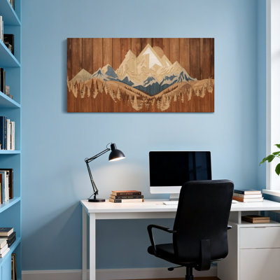 Paysage et nature, chaîne de montagnes, scène de forêt, art sur bois