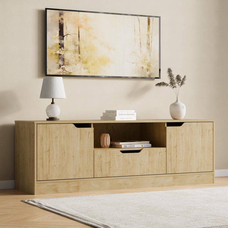 Tv Stand For 55/60/65 Inch Tv, Entertainment Center With 2 Doors & Drawer, Media Tv Console Table With Storage Cabinet For Living Room, Bedroom