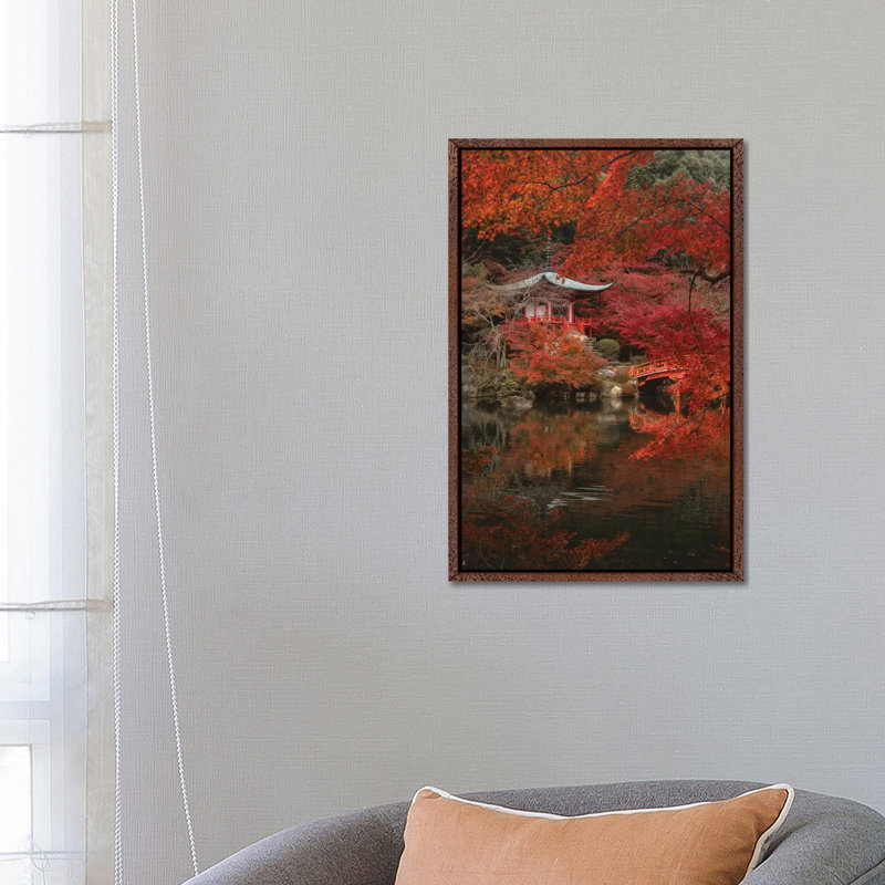Autumn In Japan XXX by Daisuke Uematsu - Print on Canvas, 66.04cm H x 45.72cm W x 3.81cm D, Classic Brown Wood Framed