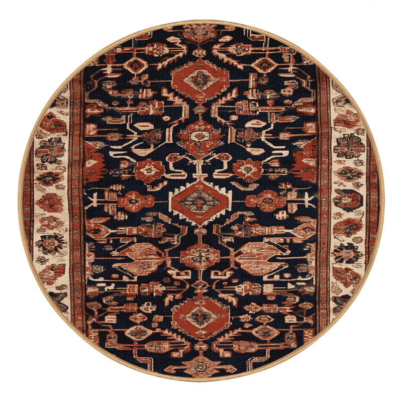Machine Washable Turkish Brown Area Rug, Round 3'