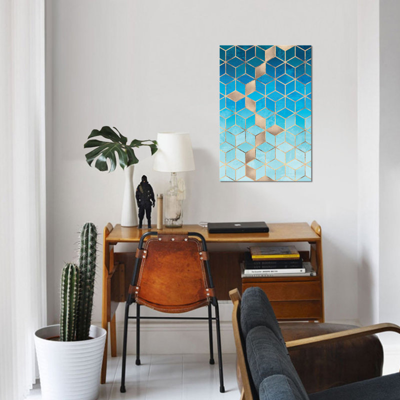 «Sea and Sky Cubes», impression sur toile, H 60 po x l 40po x P 1,5 po, Toile tendue, Pas de tapis