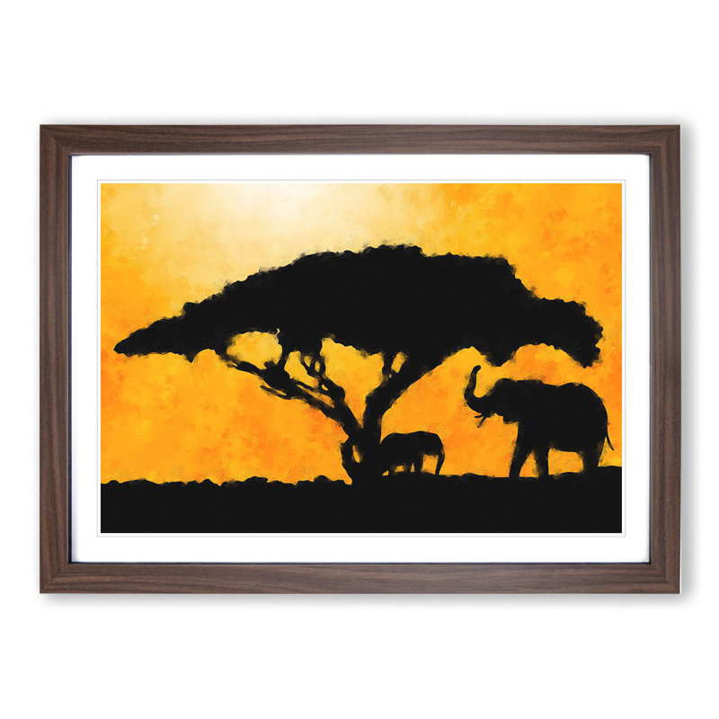 Mother and Baby Elephant Vol.2 - Framed Print, Walnut Framed, 27cm H x 36cm W x 2cm D