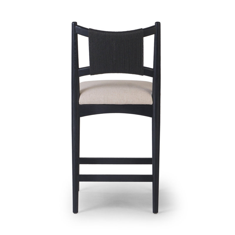 Haddon Stool-Black Rush-Counter, Black