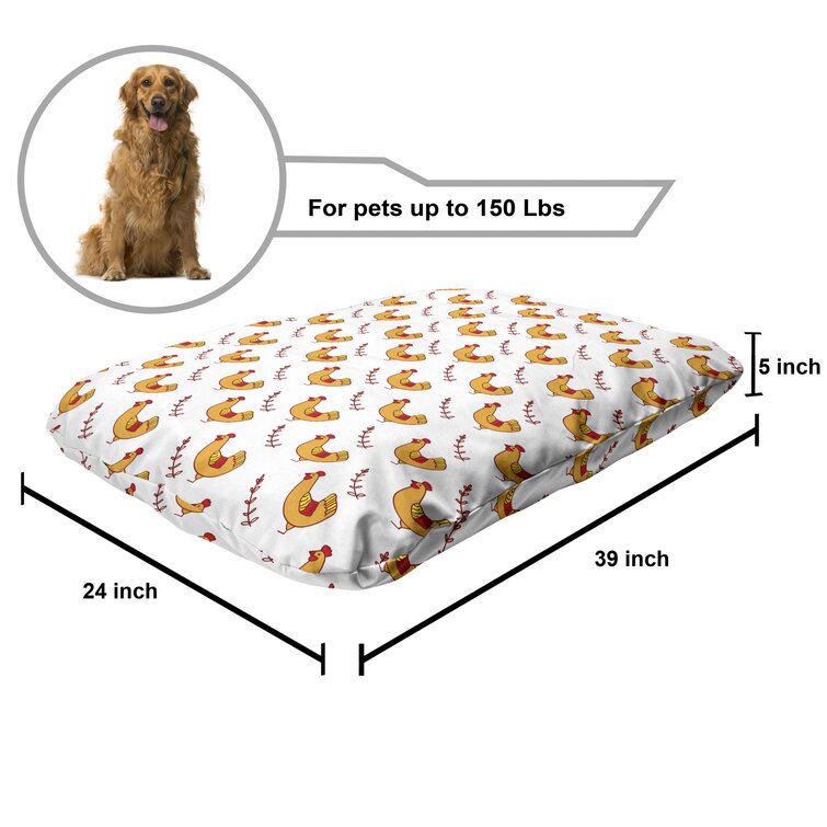 Bless international Ambesonne Hen Pet Bed, Continuous Pattern Of Doodle  Chicken And Leafy Branch, Chew Resistant Pad For Dogs And Cats Cushion With  Removable Cover, 24