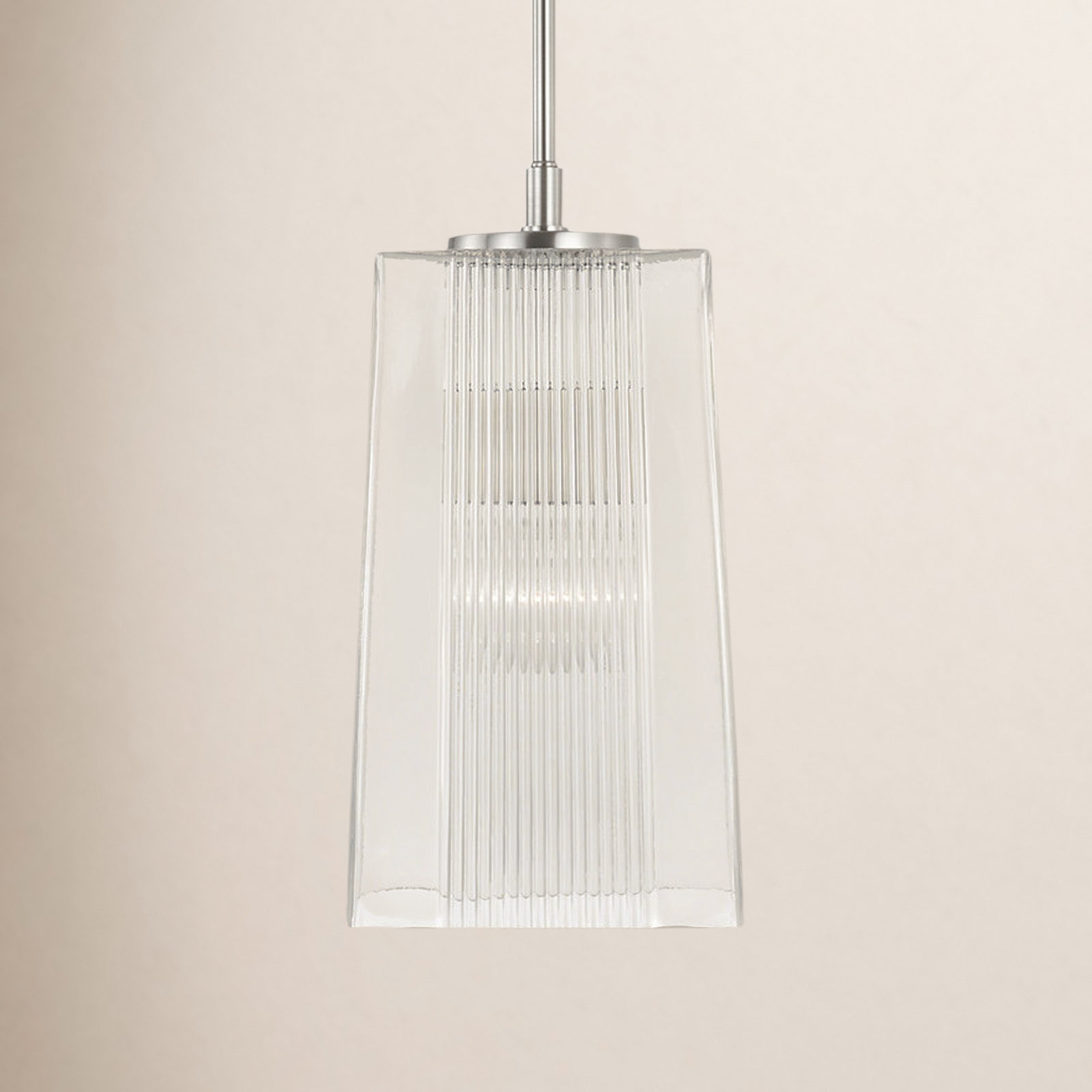 Kayda Single Light Glass Dimmable Pendant, Silver
