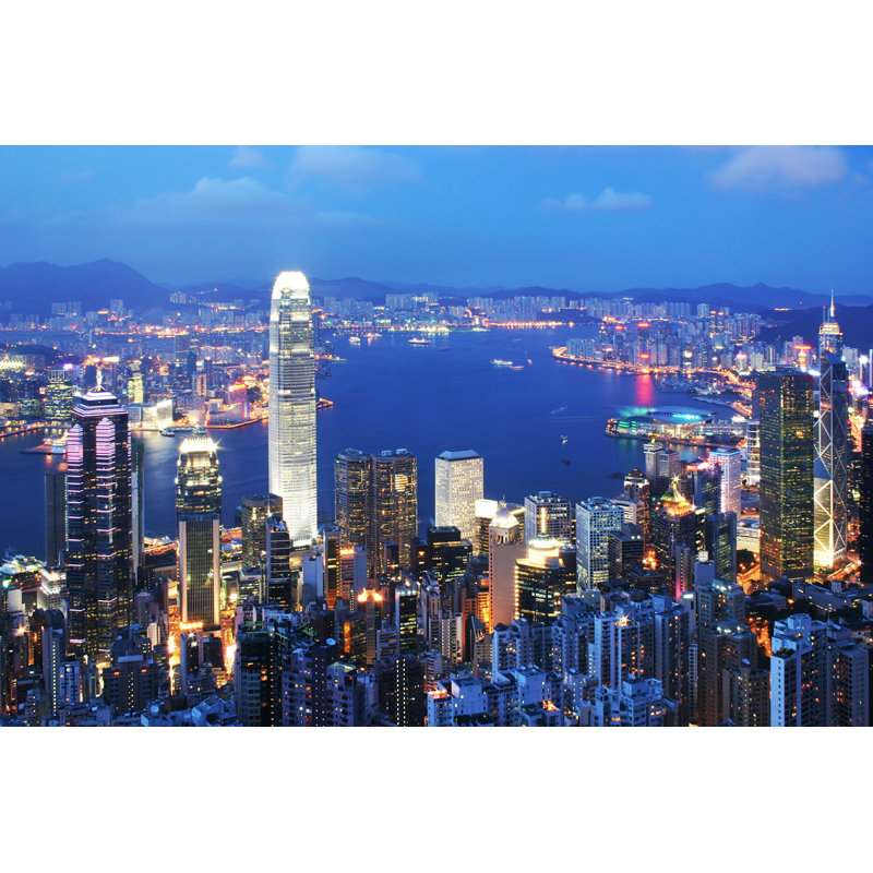Paysage urbain de Hong Kong, H 24 po x l 36 po