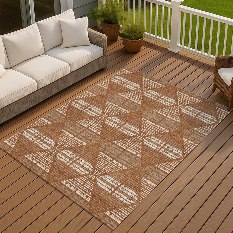 Machine Washable Indoor/Outdoor Chantille ACN2672 Geometric Rug, Paprika, 2'6" x 3'10"