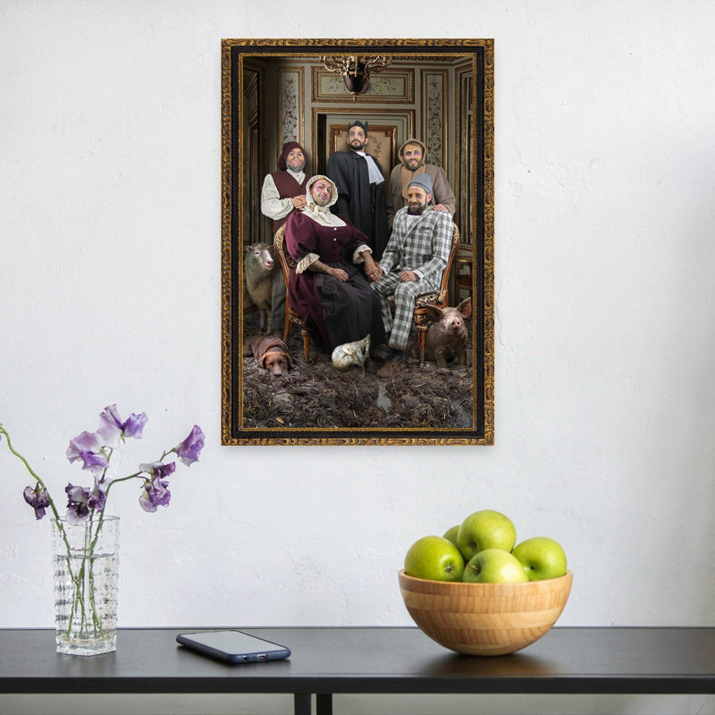 Humorous Renaissance Family Contemporary Dog Architecture Wall Art Print 1 Piece Wrapped Canvas Wall Art