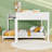 Full XL over Full XL Wooden Bunk Bed with Built-in Storage Shelves-165737285