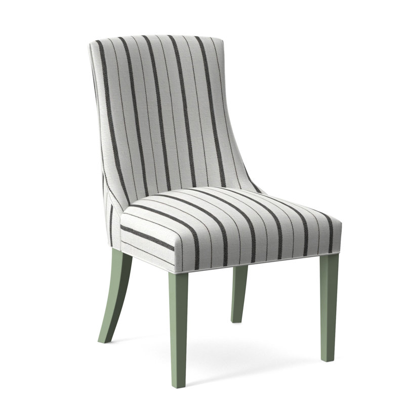 Tuxedo Slipper Dining Chair, Celery Finish, Light Blue Performance Fabric; 0851-55