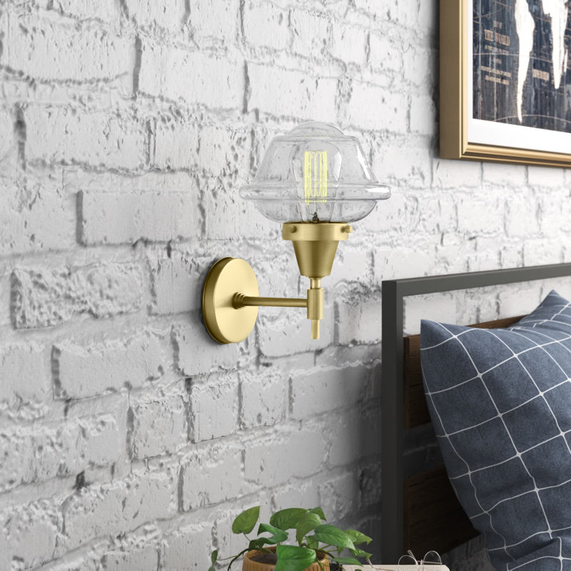Gayle Chrome Armed Sconce, Seedy, Satin Nickel, LED