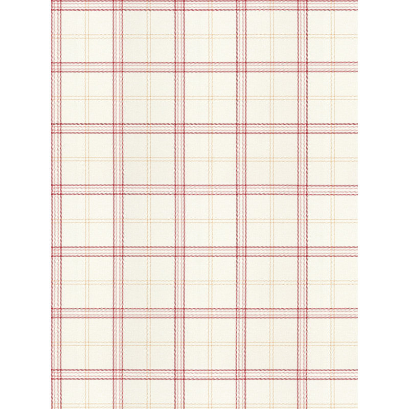 Ezra Plaid Wallcovering, Strawberry